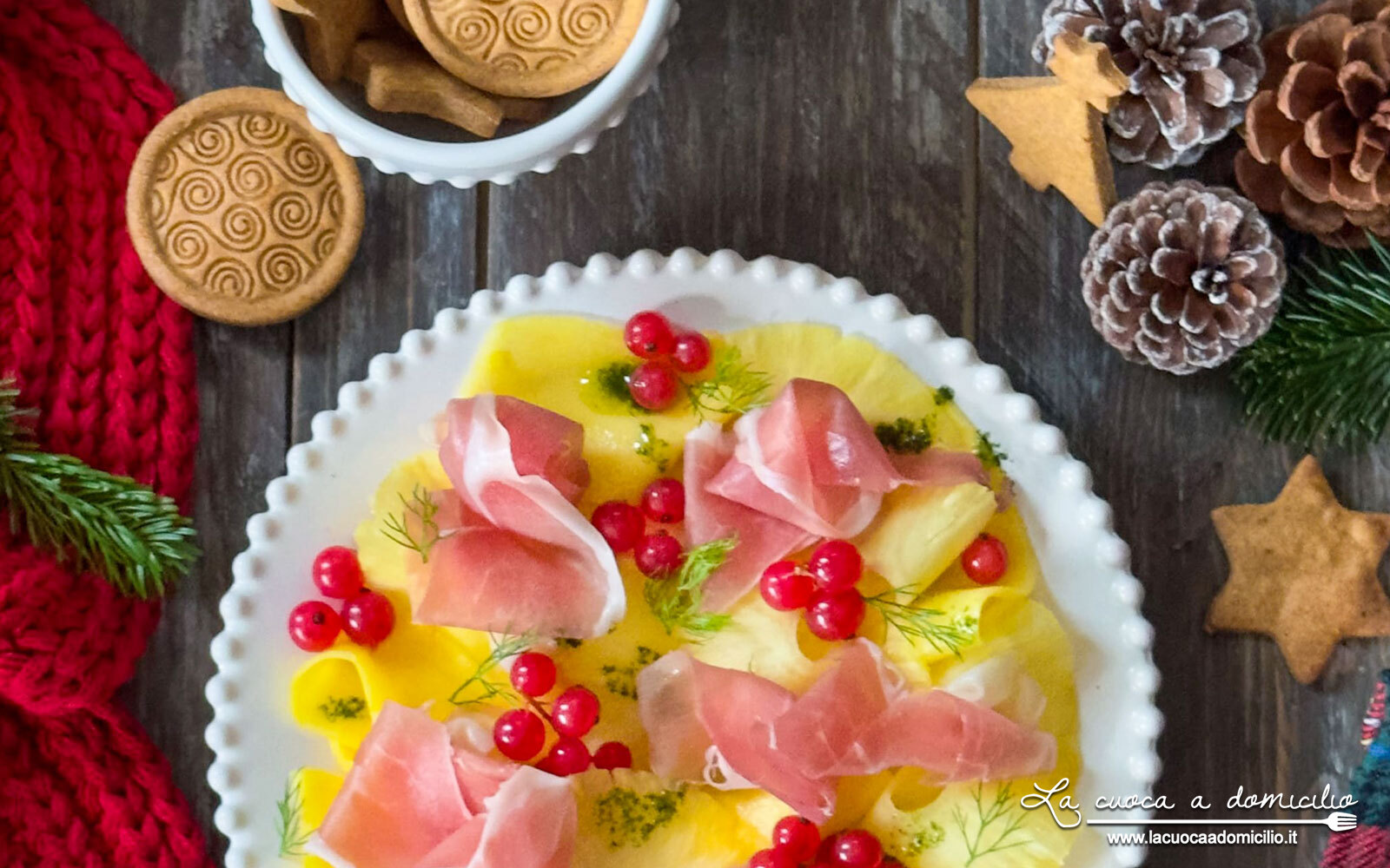 Carpaccio di frutta con prosciutto toscano DOP Citterio