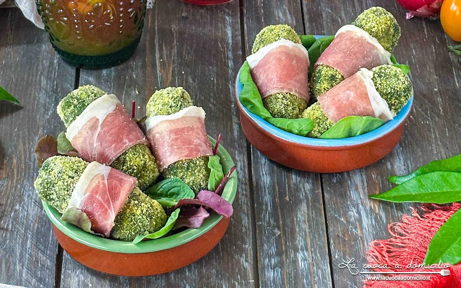 Crocchette di ceci con spinaci e bardatura di Prosciutto Crudo